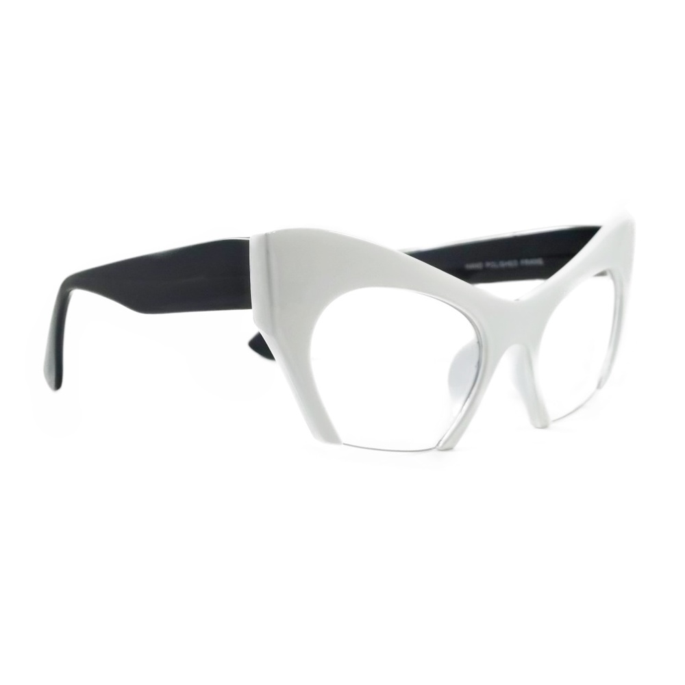 Suzette Cat Eye Clear Lens Glasses Oversized White